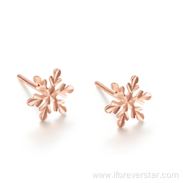 18K Real Gold Snowflake Stud Jewelry